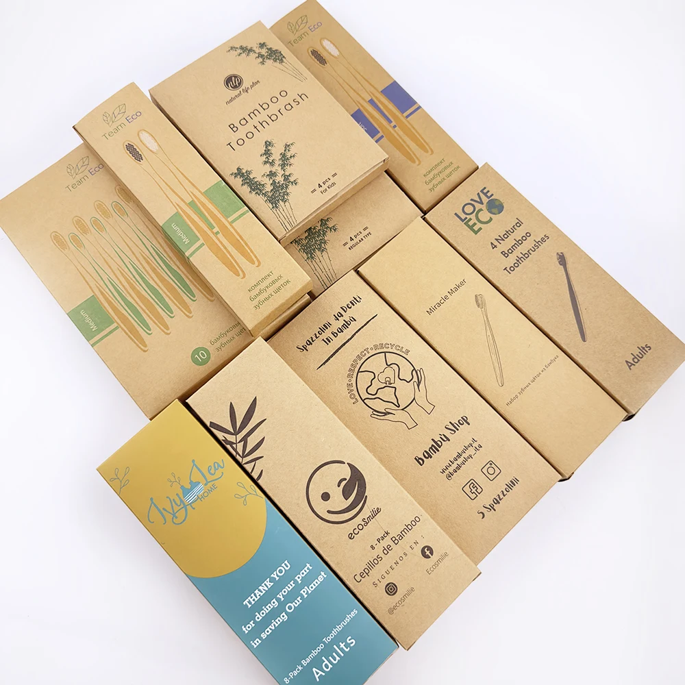 Natural Bamboo Toothbrush Biodegradable Bristle with Logo Eco Friendly Charcoal Bristle Organic Toothbrush Bamboo