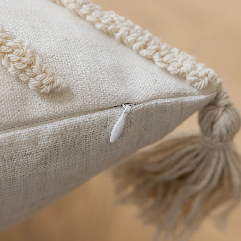 Innermor Boho Style Geometric Tufted throw pillow case Polyester and Cotton Fabric cushion cover Customized 18x18 inch