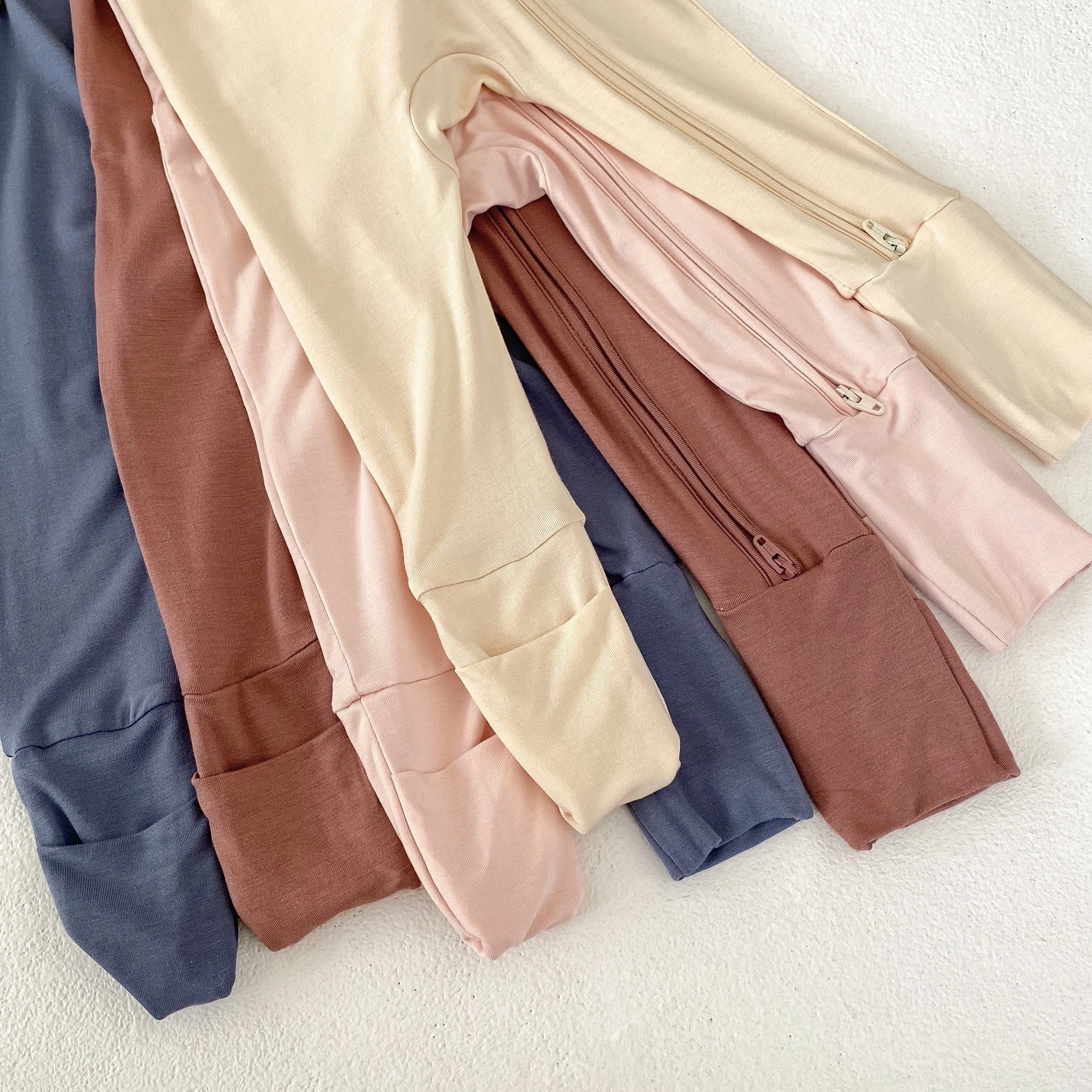 Bamboo Zipper Baby Pajamas Newborn Baby Clothes Clothing Natural Fabric Plain Solid bamboo sleeper Long Sleeves