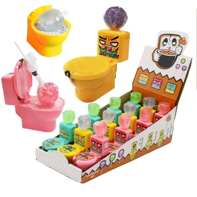 OEM Wholesale customized hot sale new candy toys toilet lollipop with sour powder toy candy sweets