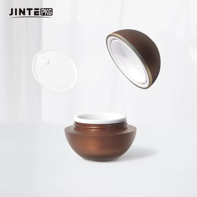 Luxury Brown Ball Shaped Cosmetic Acrylic Plastic Jars Containers For Face Cream Eye Cream Lip Balm