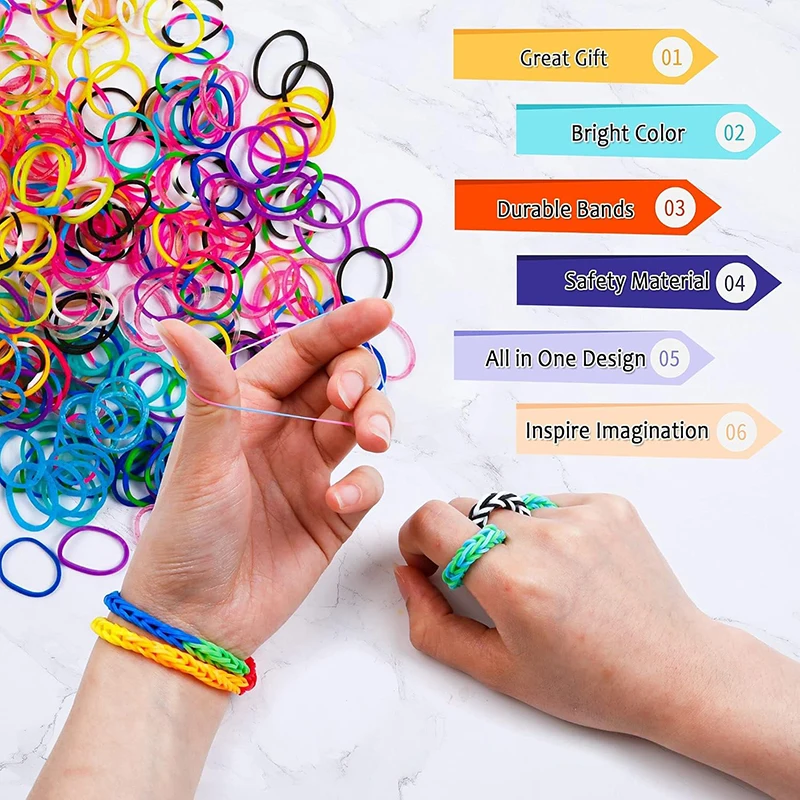 Colorful Rubber Bands DIY Kids Bracelet Handmade Hair Band Kit For Children Girl