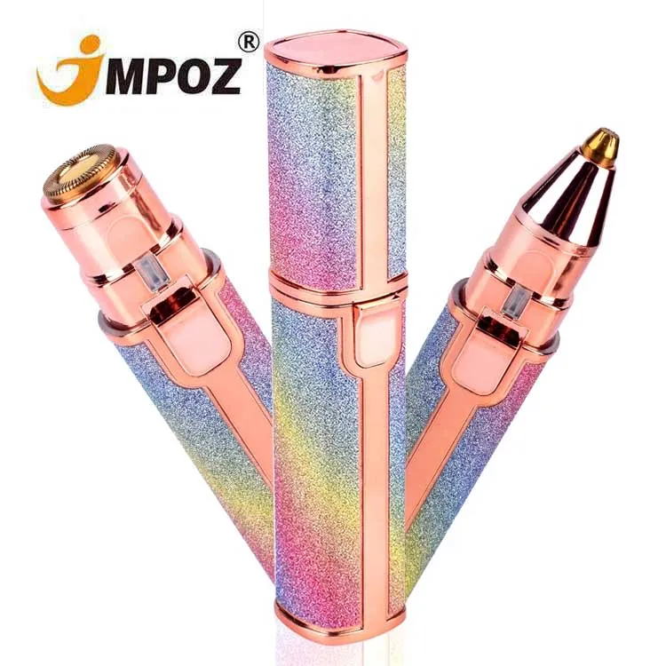 Портативный электрический эпилятор 2 в 1, триммер для бровей, женский, для тела, для лица, в форме помады, удаление волос, Женская безболезненная бритва