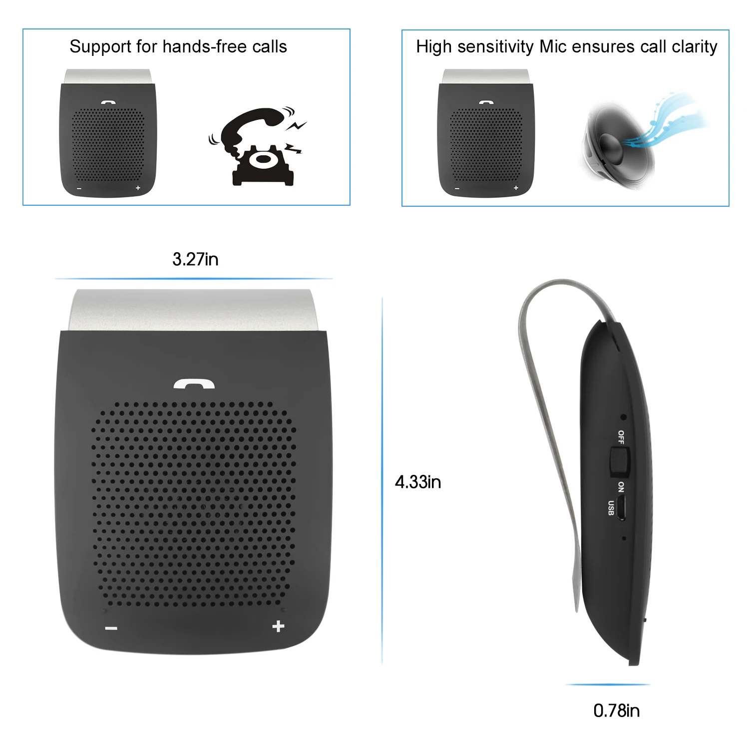 Kinlan Portable Tws Speaker Hands Free Wireless Car Speakers Wireless Bluetooth Speaker With Clip Design Wireless Bt Car Kits