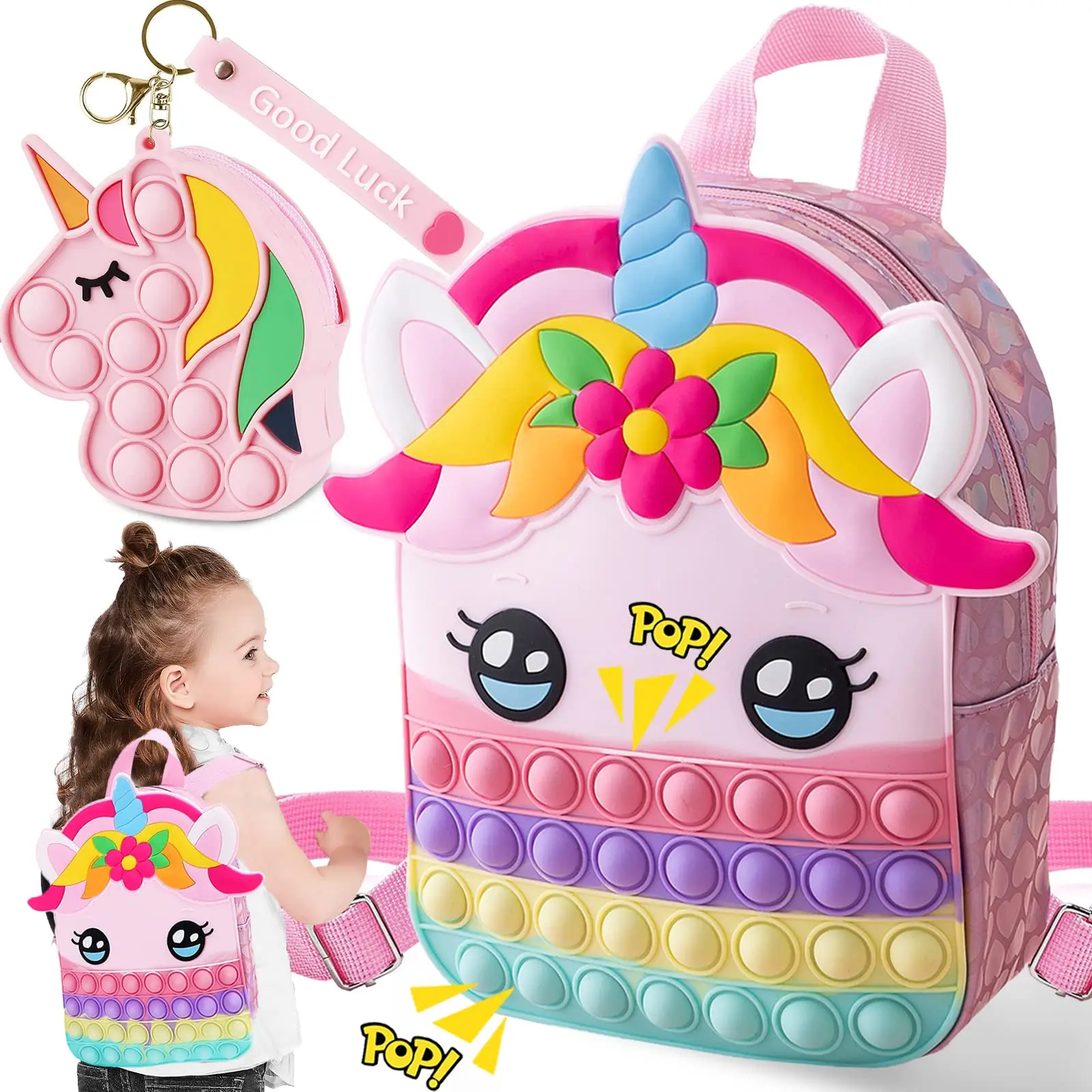 Pop bag kid for girls new pop school bag bubble ice cream cupcake candy pop purse pouch backpack cross body sling popper bag toy