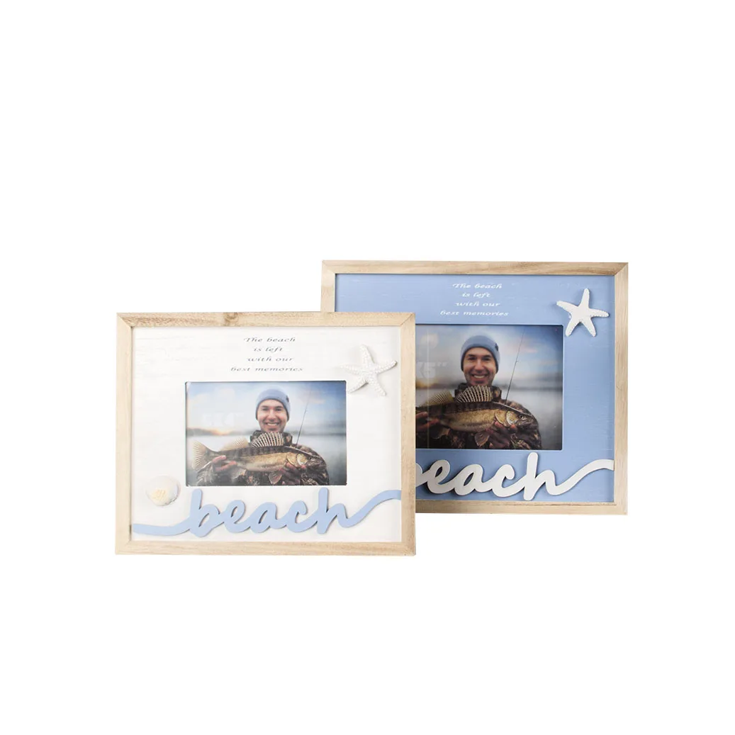 beach style Pine Wood Standing Horizontal 3D Wording Picture Wooden photo Frame