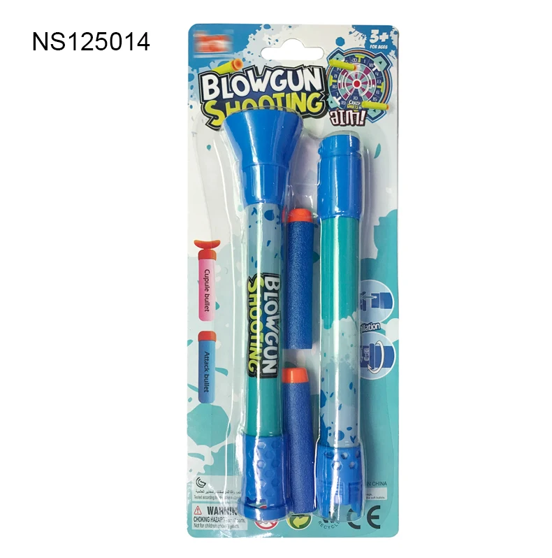 Kids Safety Plastic Shooting Game Toy Blow Gun Toy Foam Dart Bullets Foam Blow Dart Gun Toys