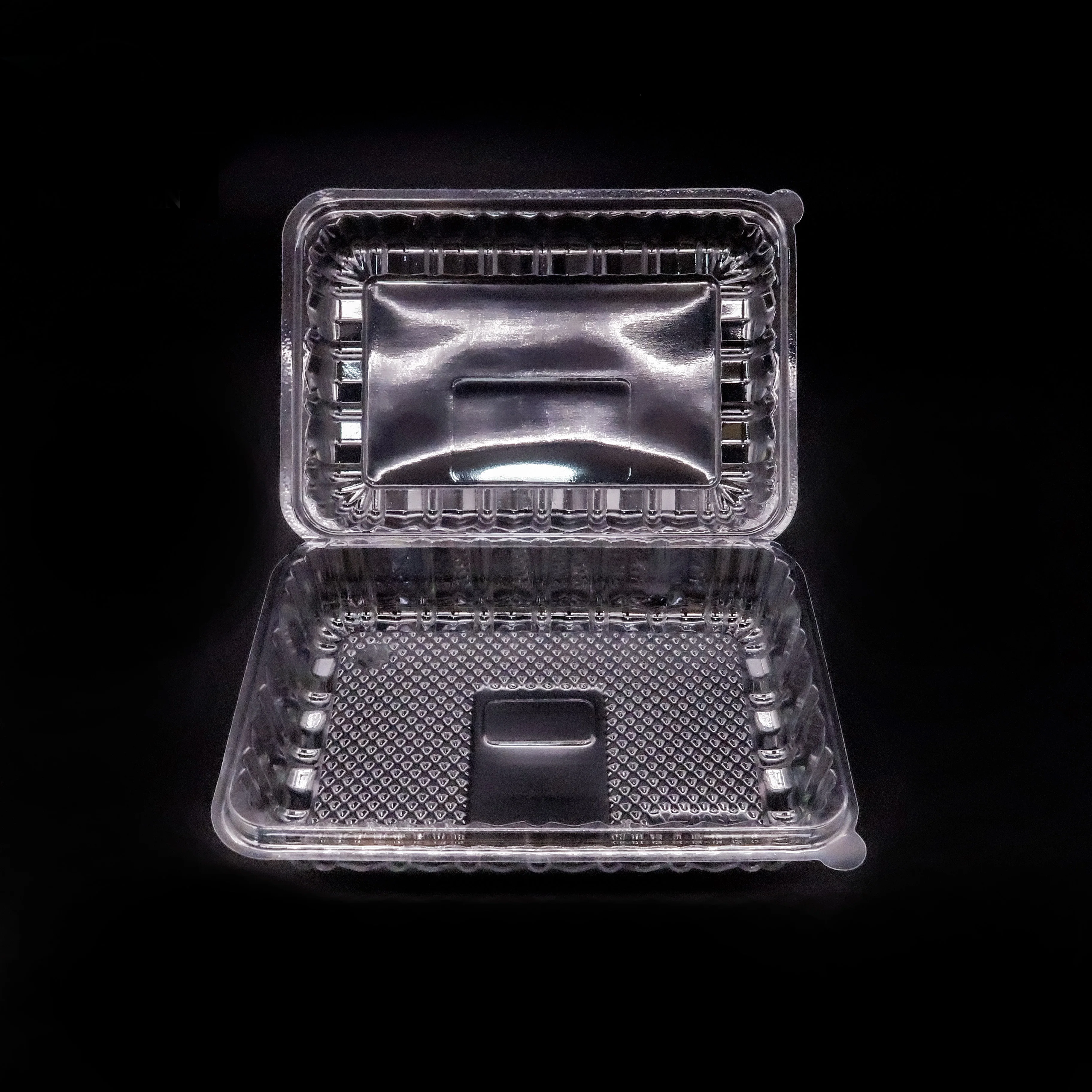 Eco friendly Plastic Packakging Clamshell Box Disposable Salad Fruit Takeaway Clear Hing Box