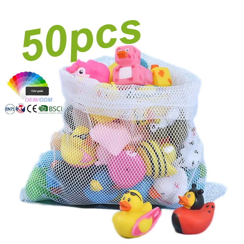 Trending Custom Logo bath Toy Animal Floating Race Assorted Bathtub Squeaky Bath Rubber yellow Duck for kids