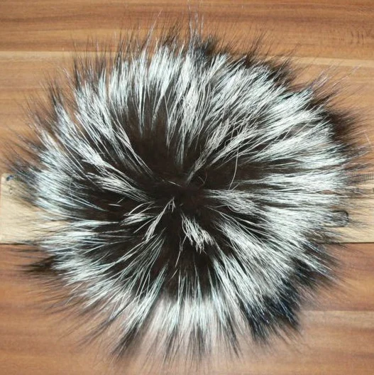 Real Large 18cm Raccoon Fur Pompon with Snap Buttons for Beanie Hats