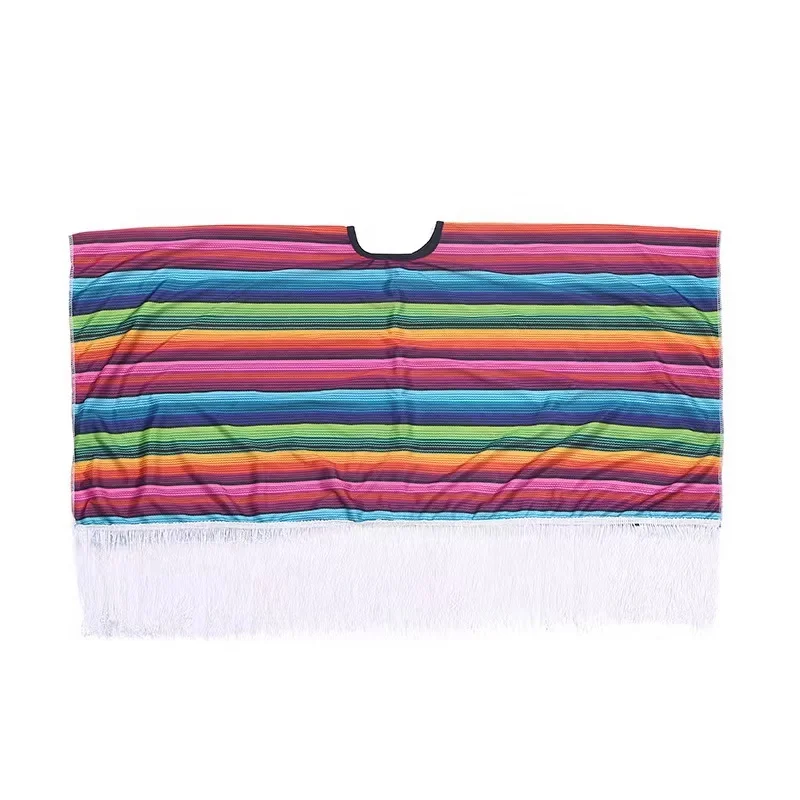 Mexican Carnival Party Cinco De Mayo Traditional Serape Mexican Poncho for Kids
