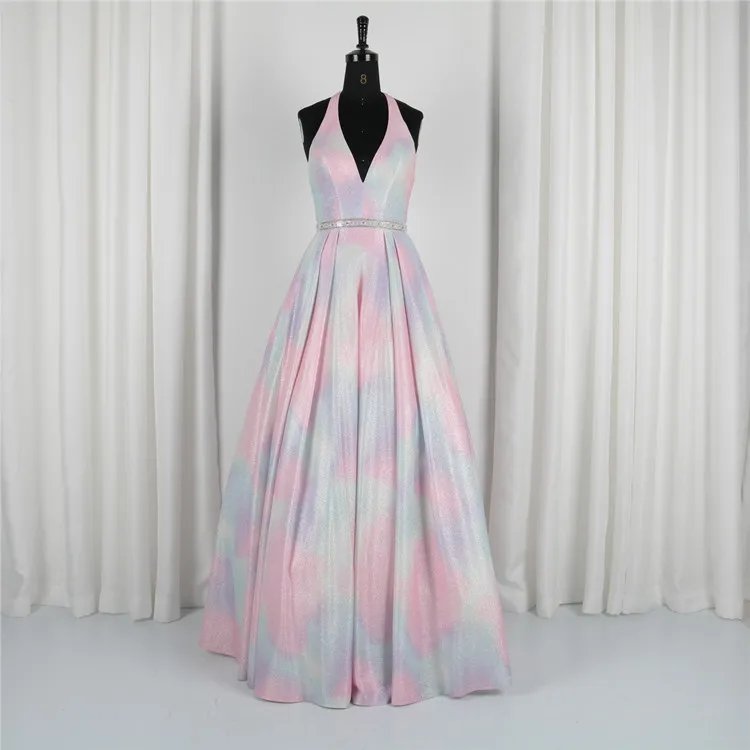 
Latest Design Sexy Sleeveless Shiny Women Lace Up Exquisite Evening Gowns Ball Dresses Gown Prom Dress 