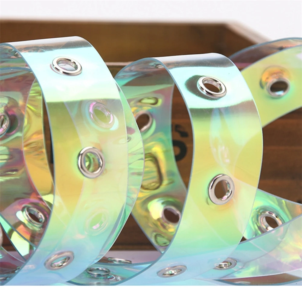 Plastic Fashion Transparent Dress Grommet with Heart Buckle Waist Belt for Women