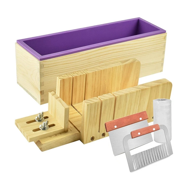Geling hot sell wood manual soap cutter custom rectangular mould family diy soap making kit