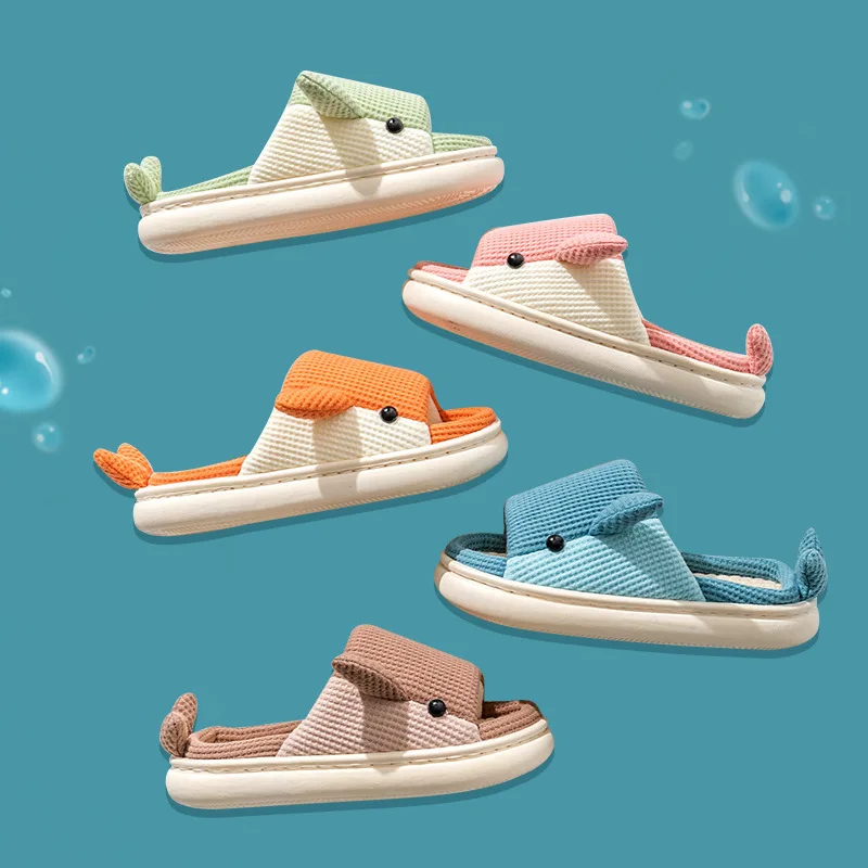 Family Parent-child Indoor Female Slippers open toe slides Spring Autumn Flip Flops cute Dolphin slippers Animal patterns