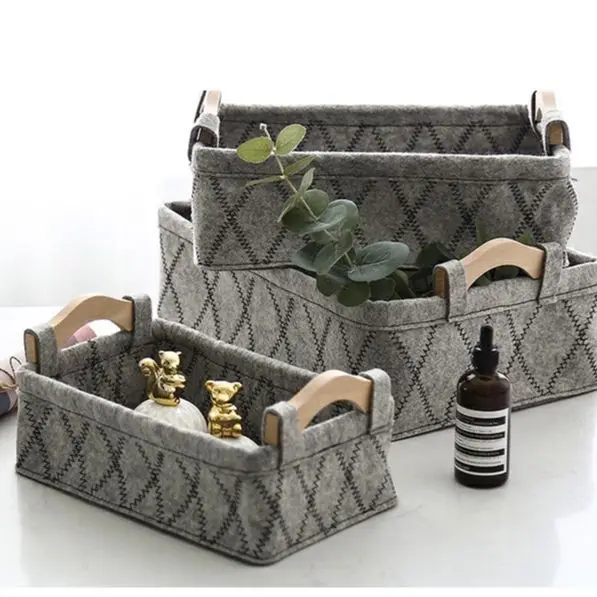 Eco-Friendly 100 Clothing Felt Storage Basket Collapsible Storage Organizer Folding Laundry Hampers Bins For Toys