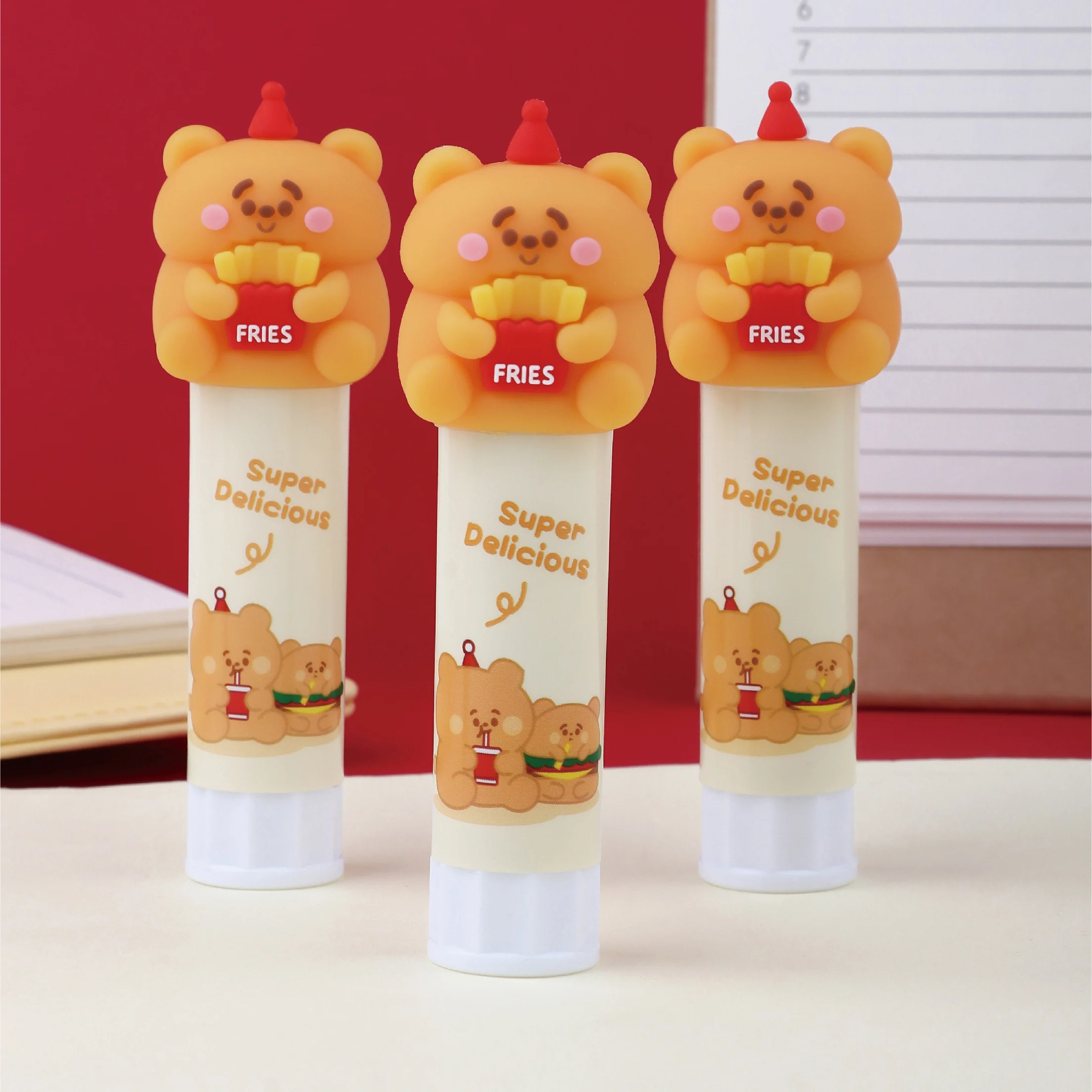 Bulk orange solid glue Small office supplies cartoon 9g glue stick student pvc packing Office stationery
