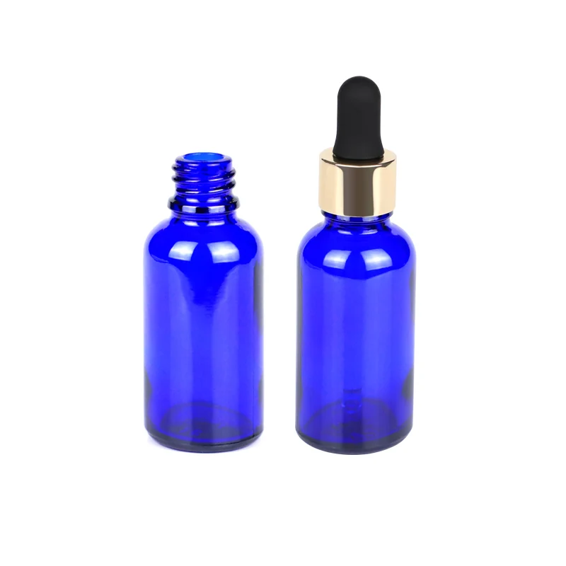 
Idealpak Custom Black Dropper Cap Oil Bottles Blue Glass Dropper Bottle with Logo 