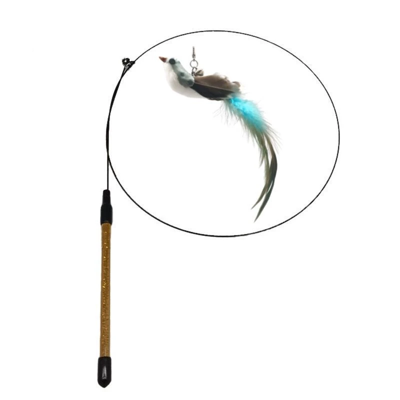 Wire Rope Steel Wire Stick Wholesale Interactive Cat Teaser Simulation Bird Small Rabbit Wire Tease Cat Stick Toys for Cats