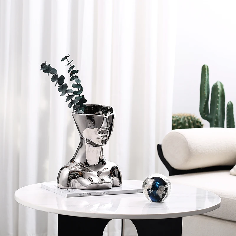 Современная креативная ваза для цветов Flolenco в форме человеческого тела серебряные керамические вазы домашнего декора