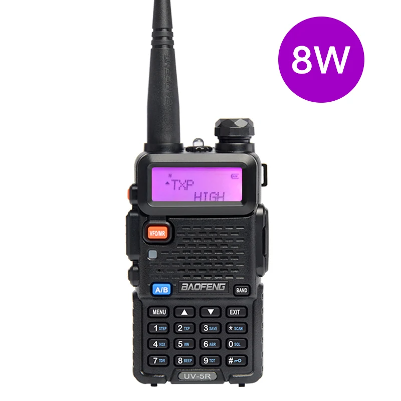 High power 8W BAOFENG UV-5R VHF UHF Dual Band Two Way Ham Radio Transceiver Walkie Talkie