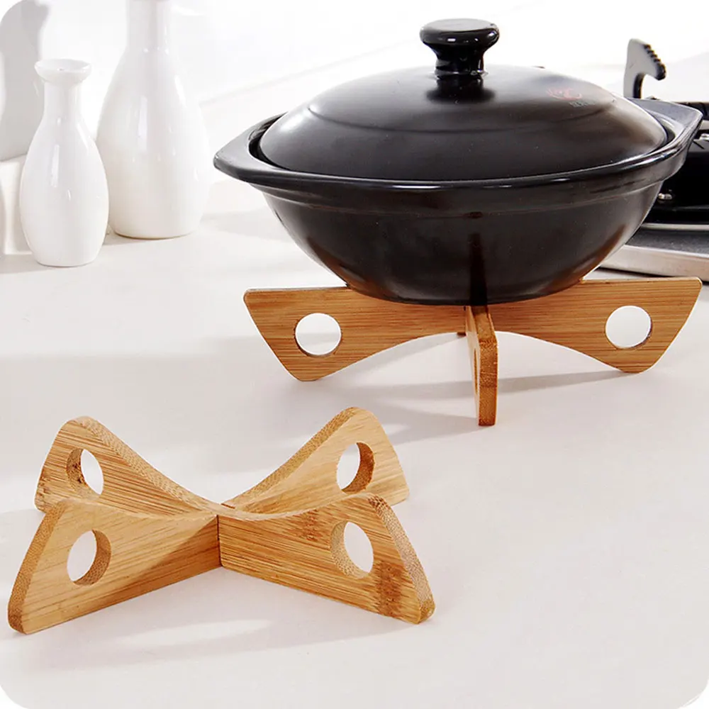 Bamboo Trivet Hot Pads Counter Mats Cross Shape Steaming Tray Trivets Wooden Mat Heat Insulation Dining Table Bamboo Bracket