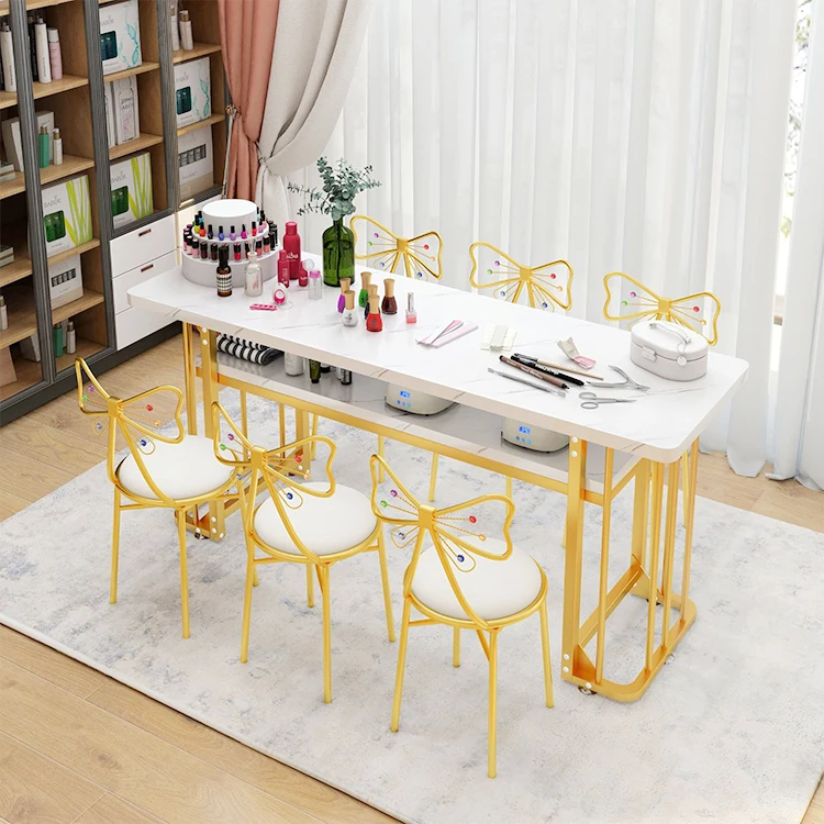  European Style Manicure Table Luxury Square Small Nail Furniture Set Simple Economic