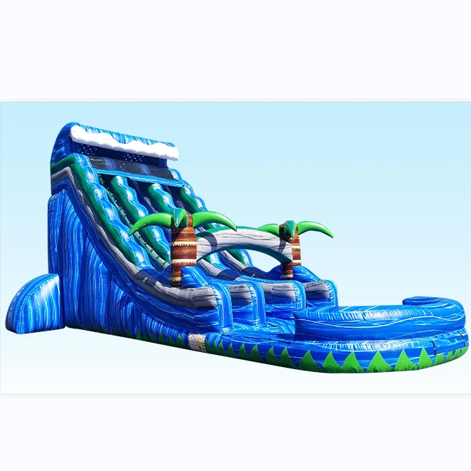 marble palm tree inflatable slide  double lane inflatable water slide with pool slide for party business