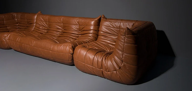 2 pieces corner seat with 1 piece three seat vintage leather sofa
