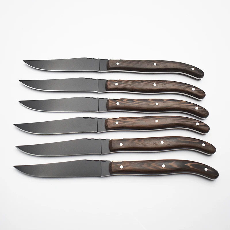 Laguiole Stainless Steel Steak Knife with Wood Handle Sharp Carbon Steel Bee Kitchen Knife for Food Commercial Use