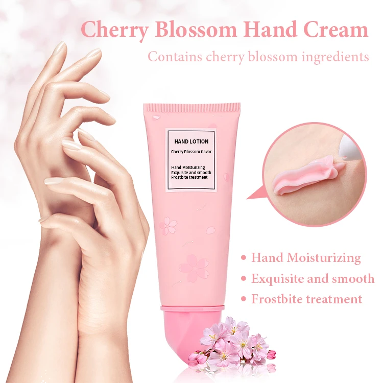 Organic private label anti dryness hand care whitening moisturizing nourishing cherry blossom hand cream lotion