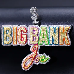 Jewelry Manufacturer Dropshipping Custom Silver 925 1 Row VVS Moissanite Glowing Colored Letter Name Pendant For Men Women