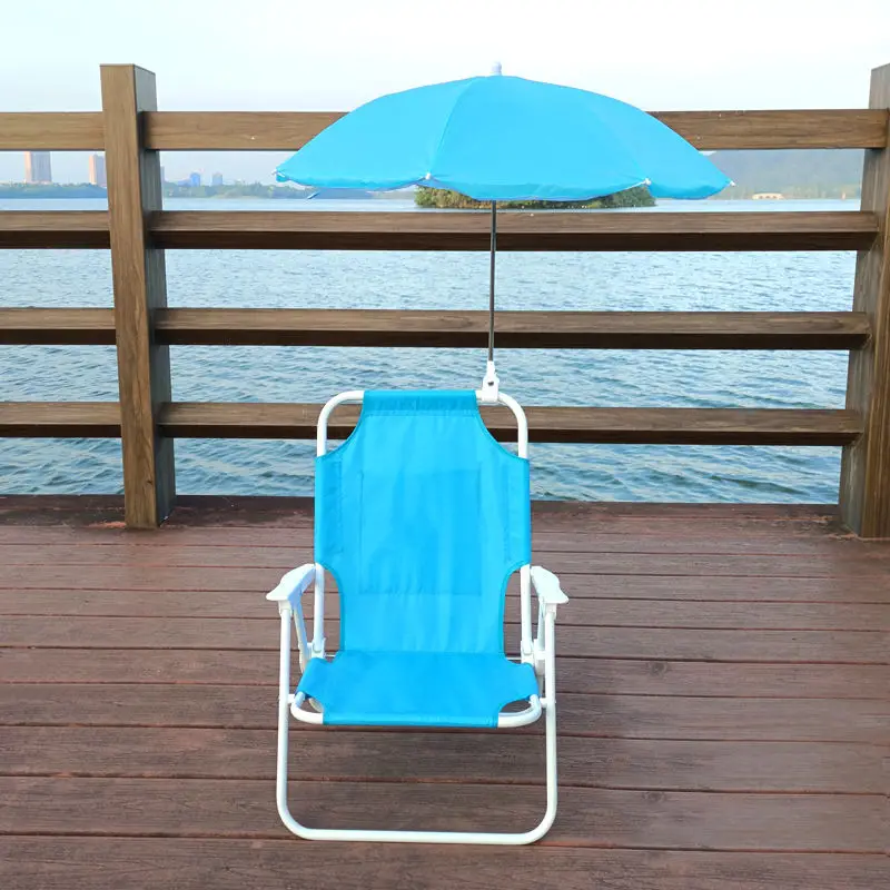 Outdoor portable folding children chair backrest chair seaside photo seat kids beach chair with umbrella