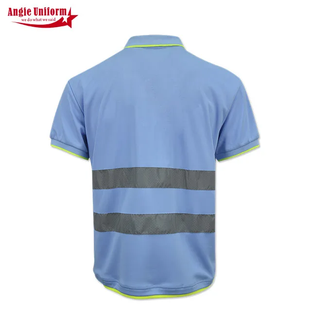 oem summer blue hi vis police workwear  printing logo shirt construction uniform Safety reflective polo tshirt