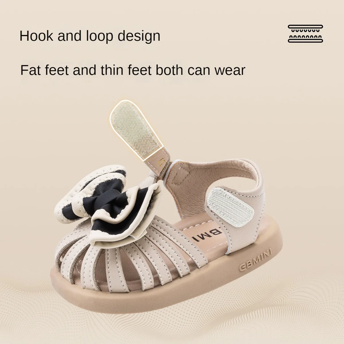 Ebmini summer  fashion all-match tip-binding  breathable comfortable soft sole casual princess toddler sandals