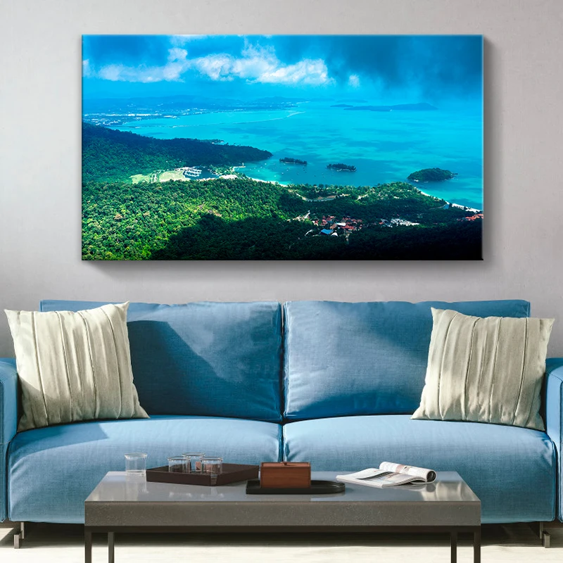 Современный красивый вид на море природный пейзаж Синий Морской пейзаж Картина маслом Декоративная Картина на холсте для гостиной Настенная картина