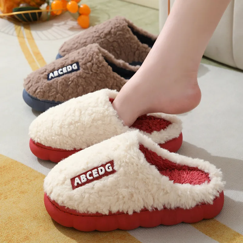 Cotton slippers lovers thick bottom cartoon cute cotton shoes home warm plush moon furry women winter wholesale