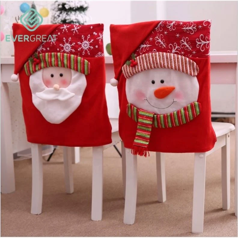 Amazon Hot Selling Snowman Chair Back Cover Christmas Household Decoration Furniture Cover santa claus Seat Cover High Quality