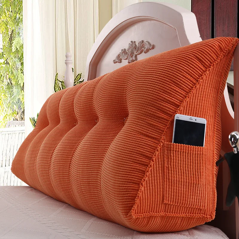 Large Triangular Headboard Wedge Bed Rest Pillow Backrest Positioning Support Bolster Cushion with Removable Cover 150x25x50cm