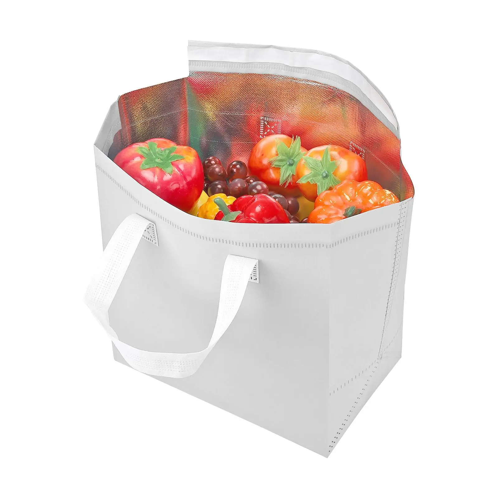 Custom Cooler Lunch Bag Waterproof Non-Woven Grocery Thermal Bag Letter Aluminum Foil Food Insulated Take Away Bag For Delivery