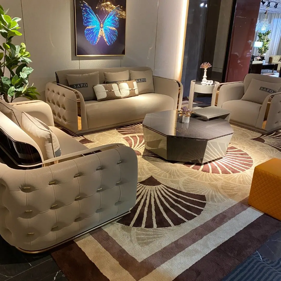 Modern Luxury Living Room Sofa Set with modular sectional for Villas Apartments Hotels Living room furniture