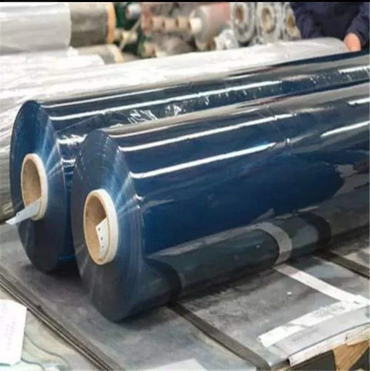 Soft flexible super clear pvc film transparent pvc vinyl blue color plastic film for bag tablecloth book cover curtains