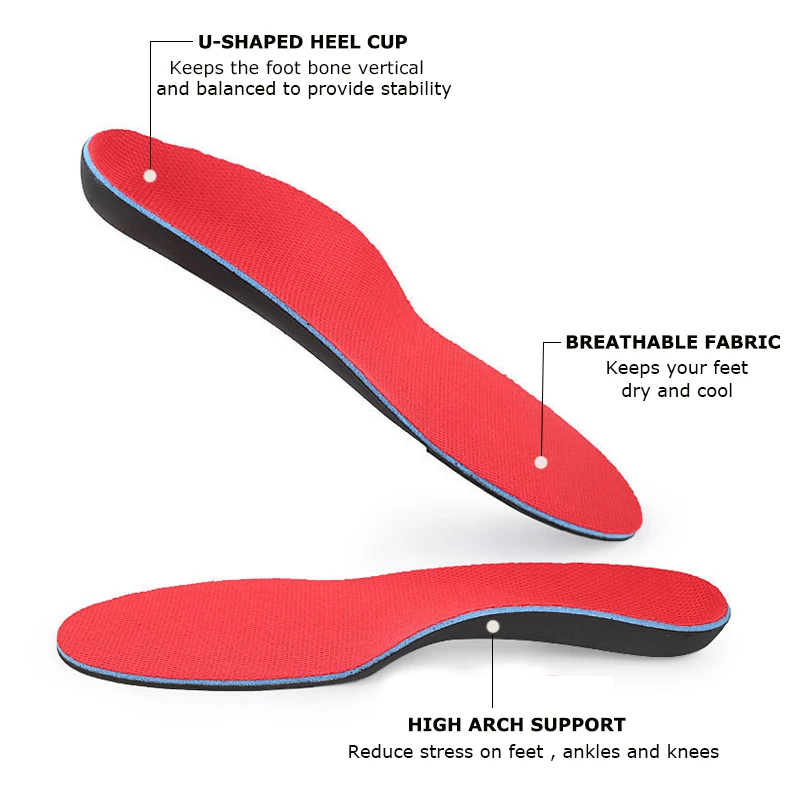 High Grade Shock Absorption Material Sport Pain Relief Arch Support Insole Plantar Fasciitis Orthotic Orthopedic Insoles