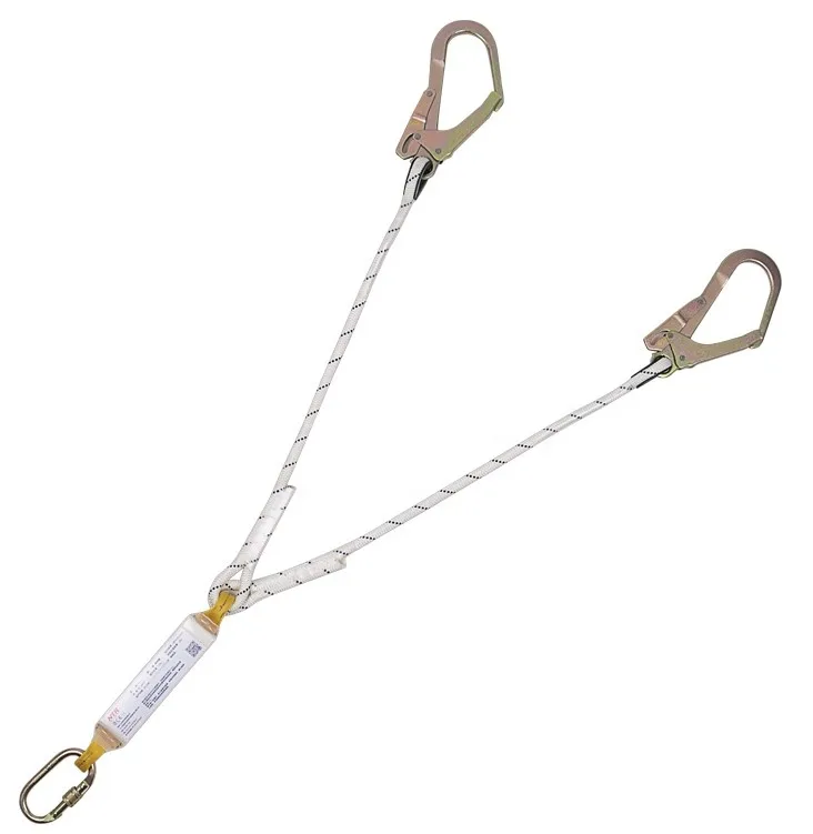 High quality fall arrest fall protection safety double lanyard with shock absorber