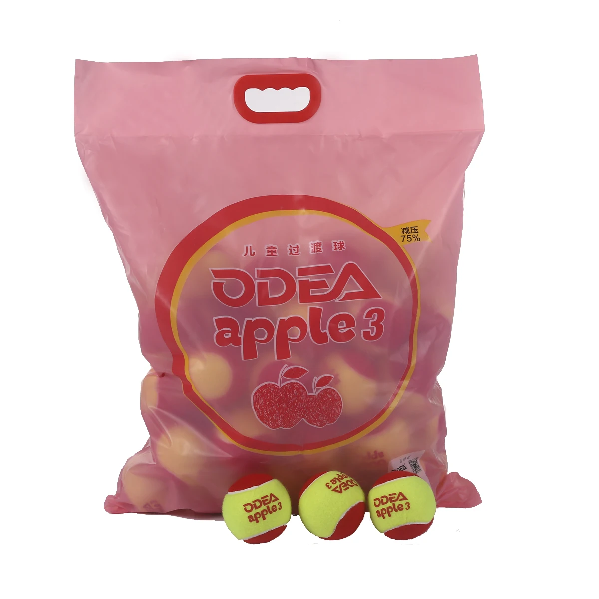 ODEA Sports Stage 3 Apple Tennis Ball ITF Approved Pressureless Training Balls for Kids Rubber Material for Beginners
