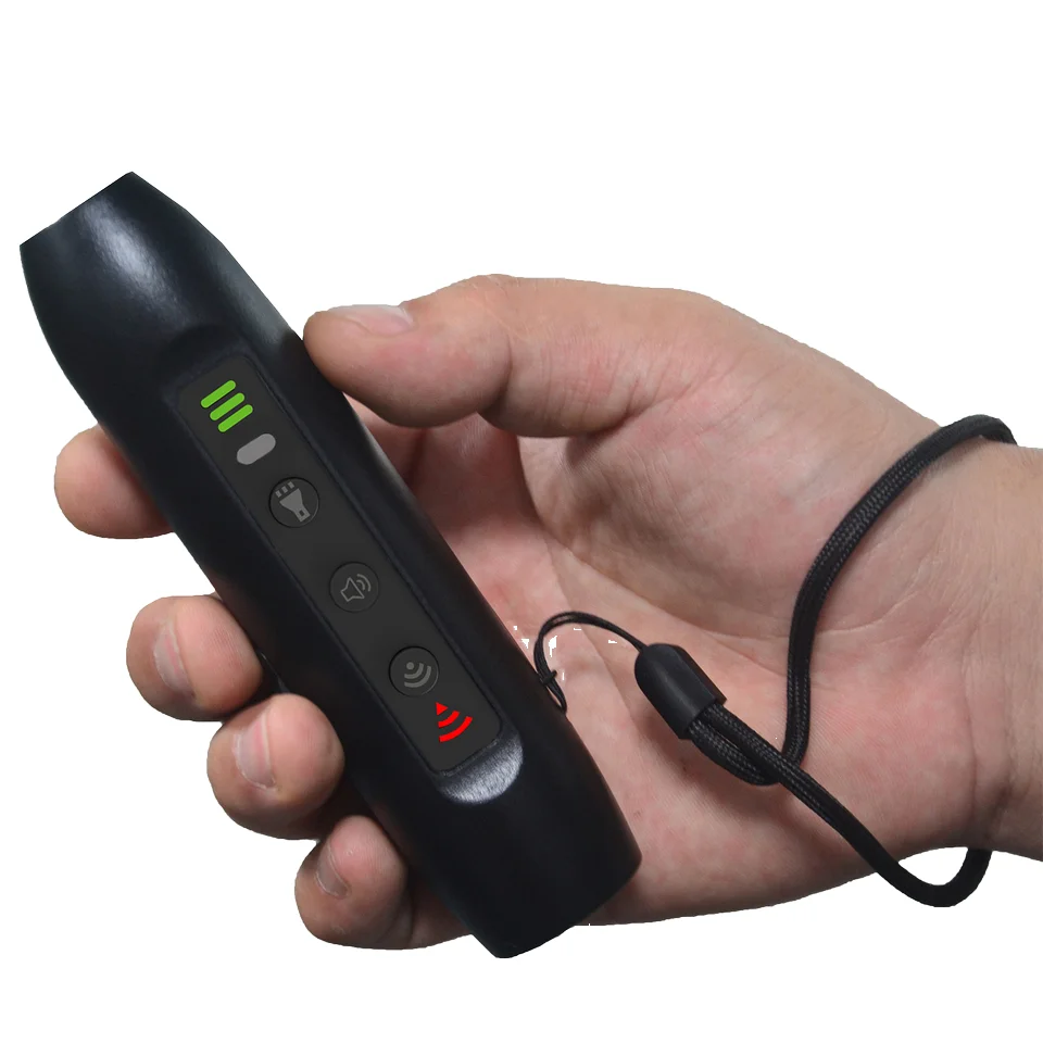 2024 Rechargeable Electric Dog Bark Deterrent Outdoor Sonic Ultrasonic Repellent LED Light Anti-Barking Training Device Plastic