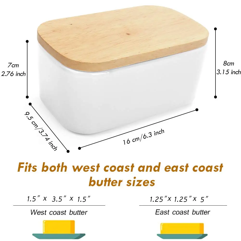 Customized Butter Box Butter Keeper Food Storage Container Large Ceramic Butter Dish with Lid