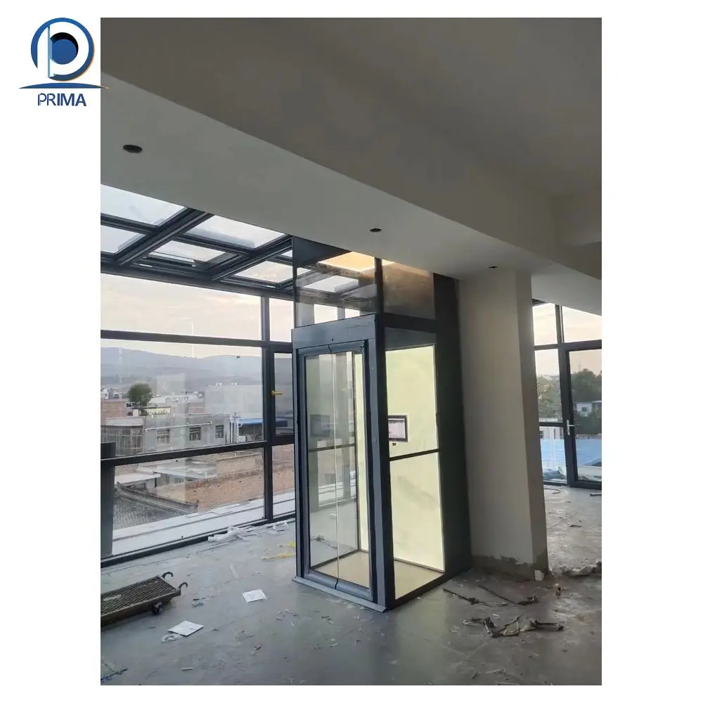 Prima Screw Circular Luxury Elevator Round Elevator G+2 Floors Full Glass 360 Small Villa Elevator Lift