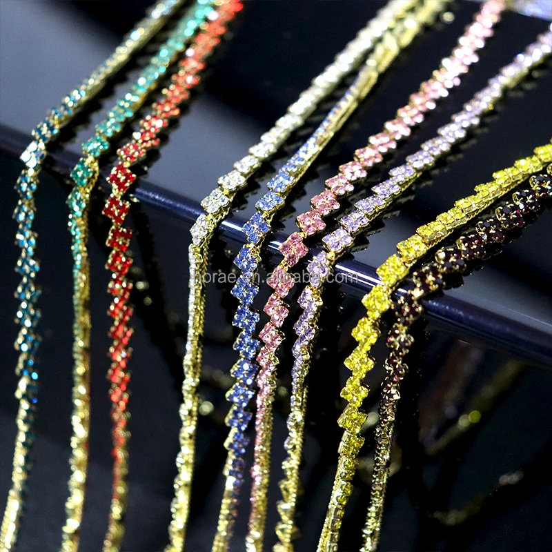 F175 Factory custom multi color rhinestone chain clothing sandals accessories decoration