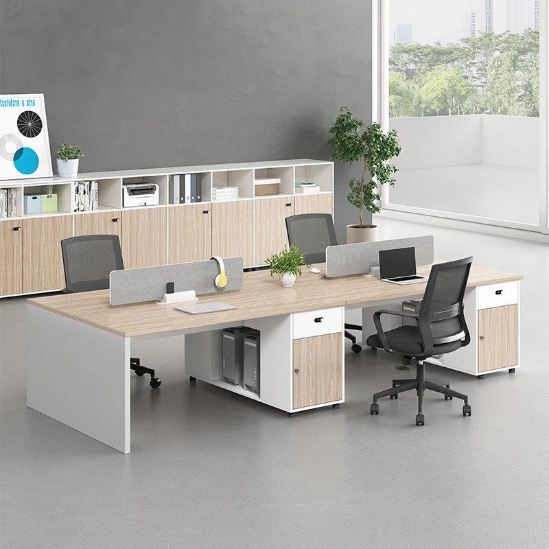 Customized Wooden Office Desks for 6 Persons Stylish Staff Office Workstation with Executive Feel
